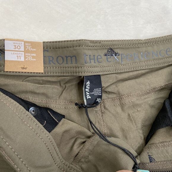 Prana Brion Shorts 11” Inseam UPF 50+ Slate Green Crux Rock Size 30 - Picture 3 of 11